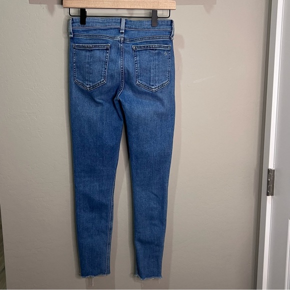 Rag & Bone Jeans Palmer Cate Mid Rise Ankle Women Blue Raw Fray Hem Normcore - Picture 2 of 15